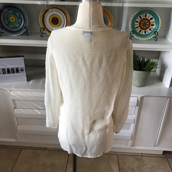 Lucky Brand cream lace sheer blouse - Picture 3 of 6